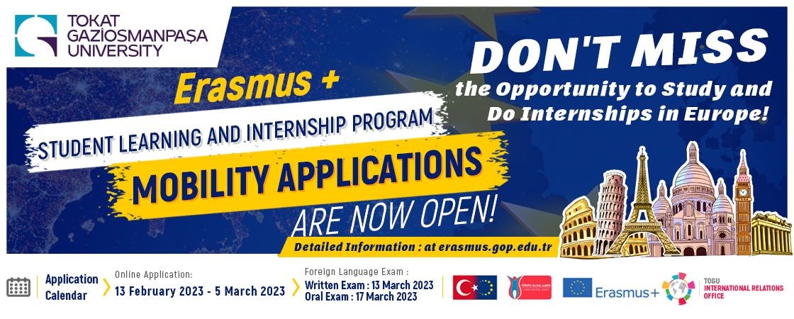 Erasmus+ Student Mobility for Learning and Internship Applications